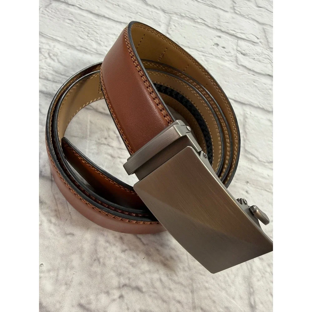 CHAOREN Ratchet Belt Mens OS Brown Excellent Leather Slide Buckle Adjustable